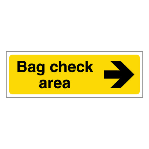 Bag Check Arrow Right Self Adhesive Safety Sign For Staff