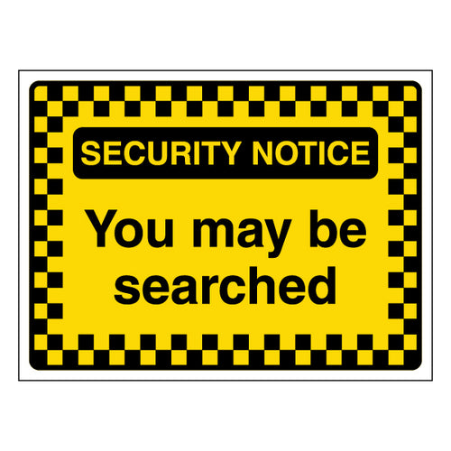 Security Notice Safety Sign Clear Entry Policy For Venues