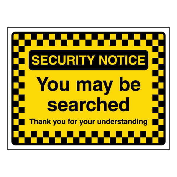 Security Notice Safety Sign Clear Entry Policy For Venues