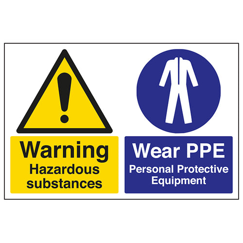 Hazardous Substances Safety Sign Wear PPE Protect Staff