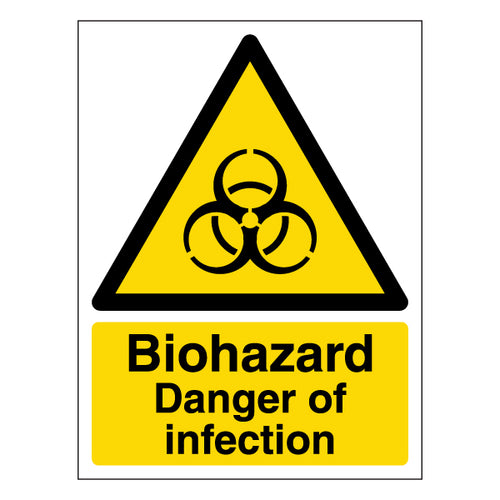 Biohazard High Vis Self Adhesive Safety Sign For Hospitals