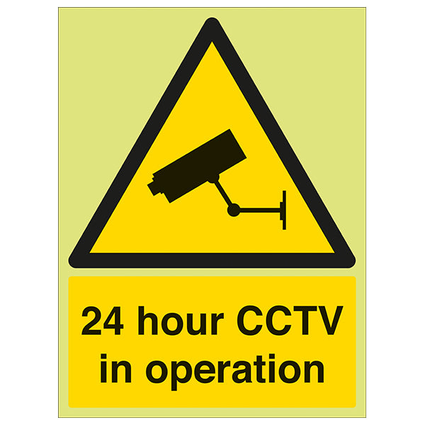 GITD 24 Hour CCTV Safety Sign Photoluminescent Premises