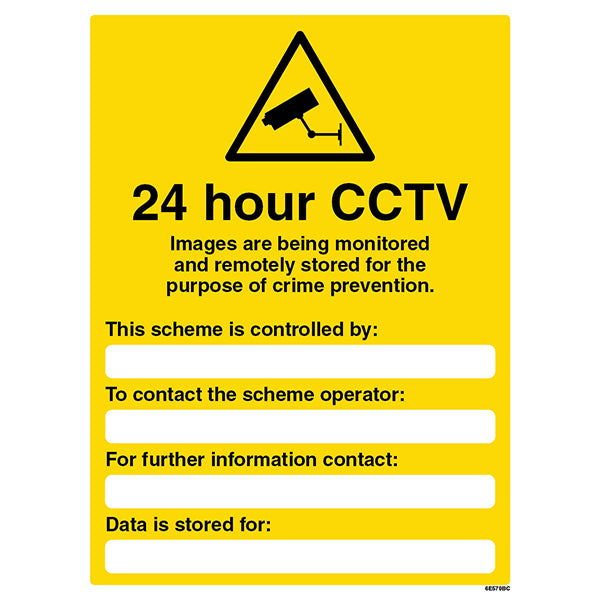 24 Hour CCTV Safety Sign GDPR Compliant For Businesses