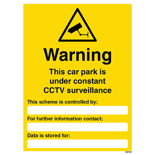 Car Park Under Surveillance Safety Sign Visible For Parking