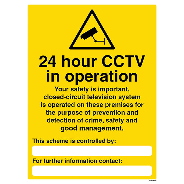 24 Hour CCTV Safety Sign GDPR Friendly For Businesses