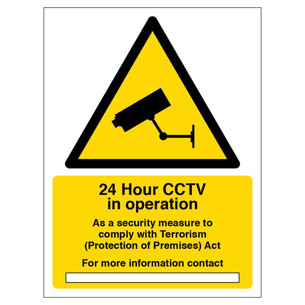 24 Hour CCTV Safety Sign Compliant Security For Venues