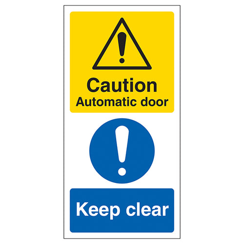 Caution Automatic Door Safety Sign Visible For Businesses
