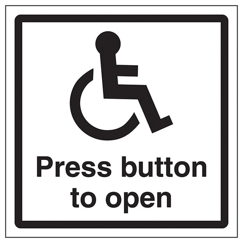 Disabled Press Button To Open Safety Sign For Entry Clear
