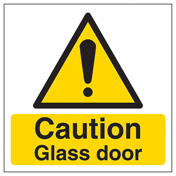Caution Glass Door Safety Sign High Visibility Commercial