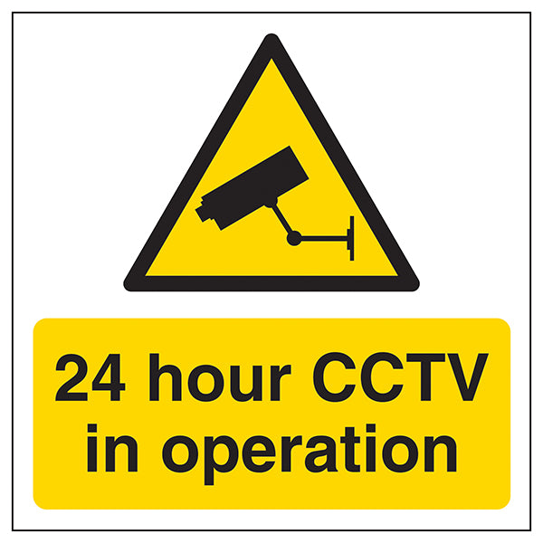 24 Hour CCTV Automatic Door Safety Sign Visible Premises