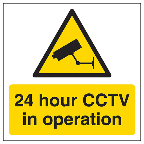 24 Hour CCTV Automatic Door Safety Sign Visible Premises