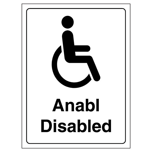 Bilingual Welsh English Disabled Toilet Safety Sign Clear