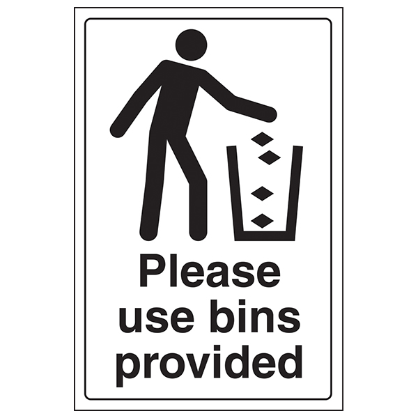 Please Use Bins Provided Safety Sign Compliant Workplace
