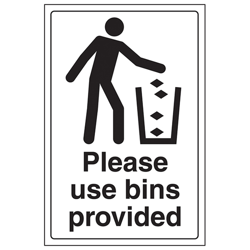 Please Use Bins Provided Safety Sign Compliant Workplace