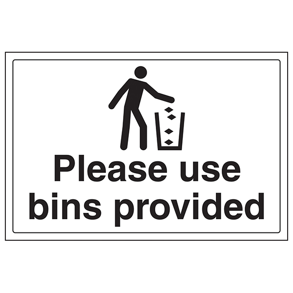 Please Use Bins Provided Safety Sign Durable For Workplace