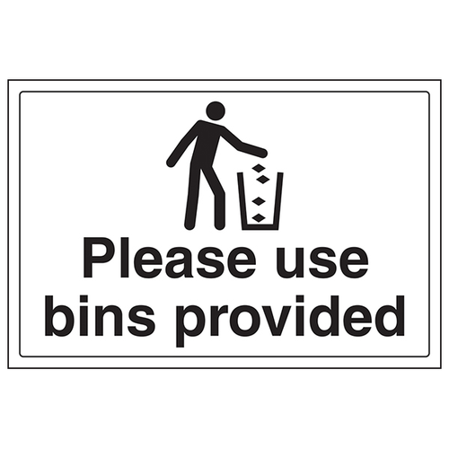 Please Use Bins Provided Safety Sign Durable For Workplace