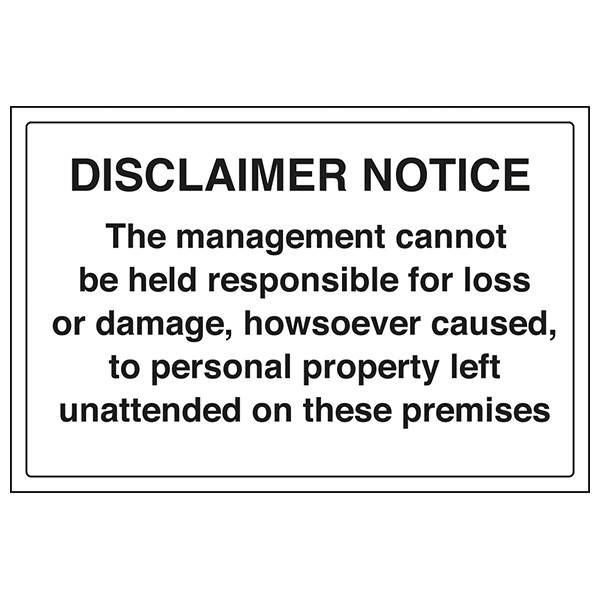 Disclaimer Notice Safety Sign EN ISO 7010 For Managers