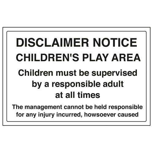 Disclaimer Notice Safety Sign Large Landscape For Play Area