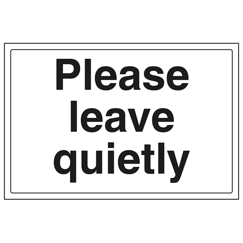 Please Leave Quietly Safety Sign For Hotels Staff Guests