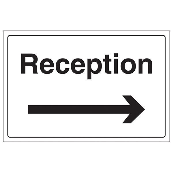 Reception Arrow Right Safety Sign For Hotel Staff Guests