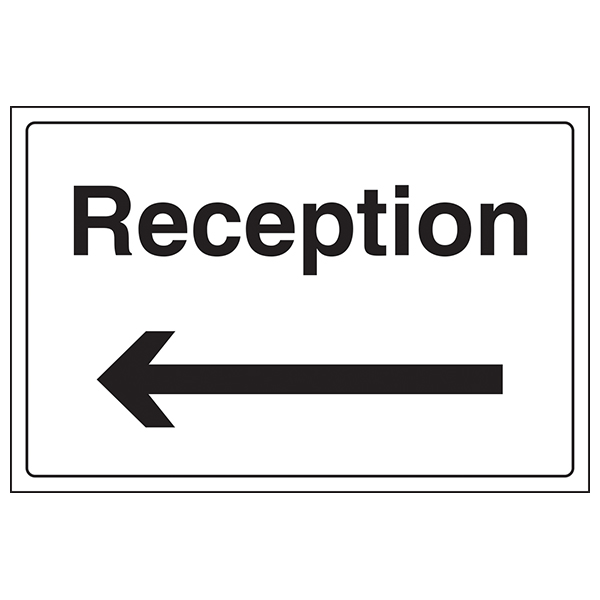 Reception Arrow Left Safety Sign Compliant Hotel Staff