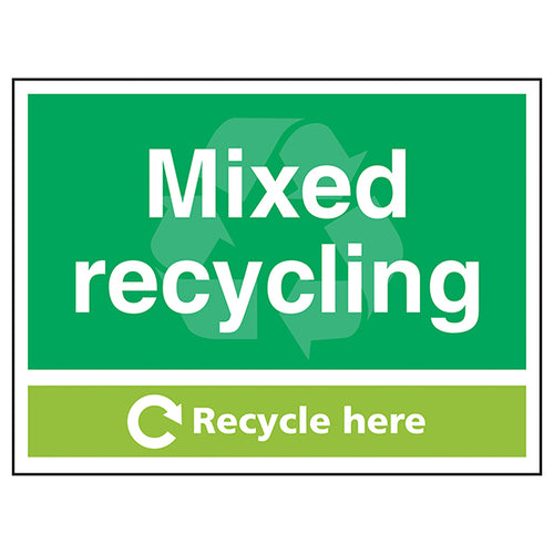Mixed Recycling Safety Sign Clear Workplace Recycling Guide