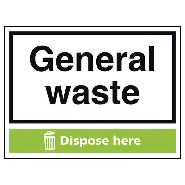 General Waste Safety Sign Clear Durable For Employees