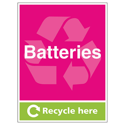 Batteries Recycle Here - Portrait
