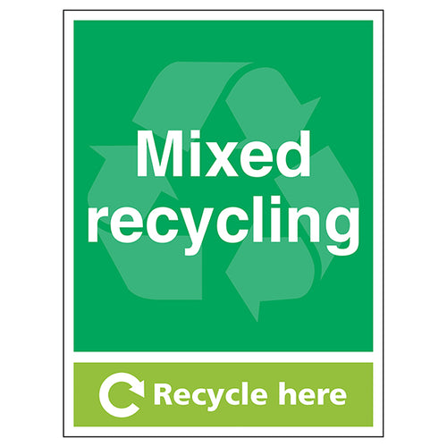 Mixed Recycling Recycle Here - Portrait