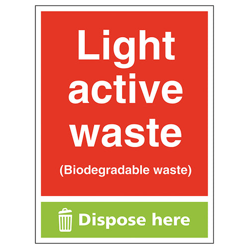 Light Active Waste (Biodegradable Waste) Dispose Here - Portrait