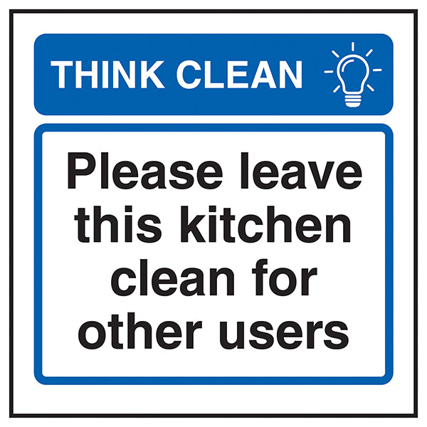 Kitchen Clean Safety Sign Essential For Office Staff