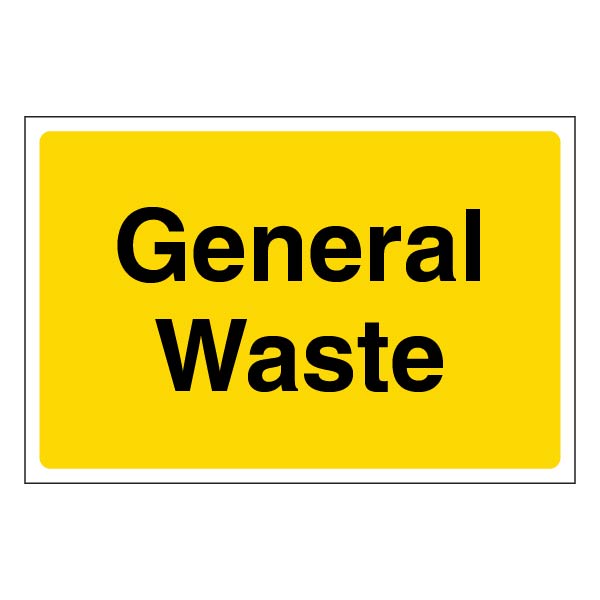 General Waste Safety Sign Essential Clear Disposal Staff