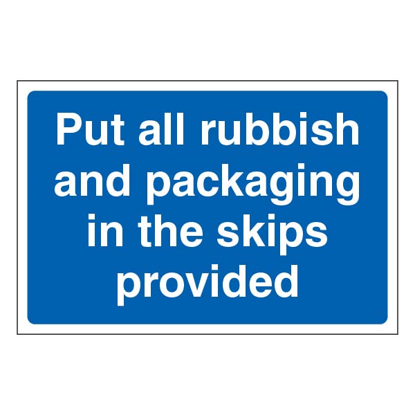 Waste Disposal Safety Sign Keeps Sites Clean For Contractor