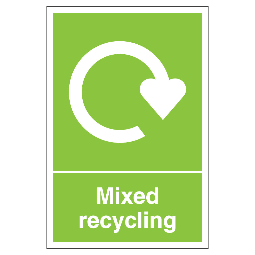 WRAP Mixed Recycling Safety Sign DEFRA Compliant Schools