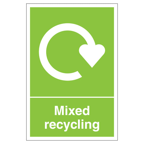 WRAP Mixed Recycling Safety Sign DEFRA Compliant Schools