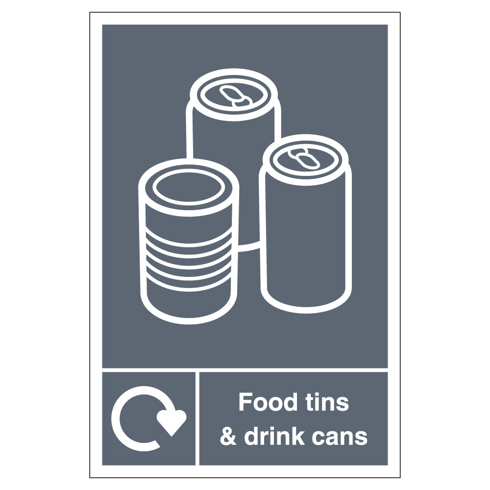 WRAP Tins And Cans Recycling Safety Sign For Schools