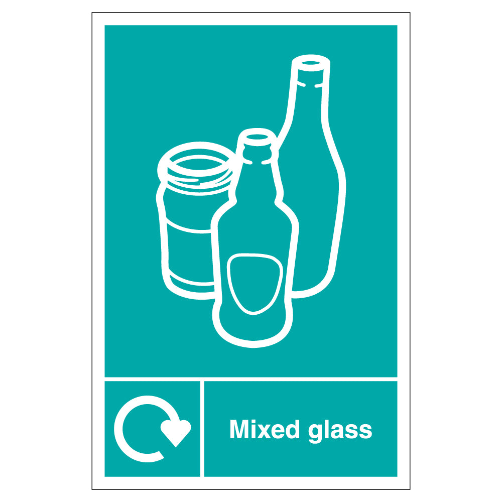 WRAP Official Mixed Glass Recycling Safety Sign For Schools