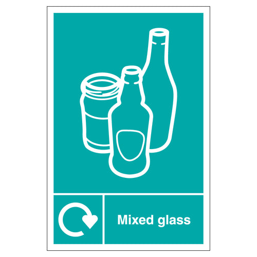 WRAP Official Mixed Glass Recycling Safety Sign For Schools