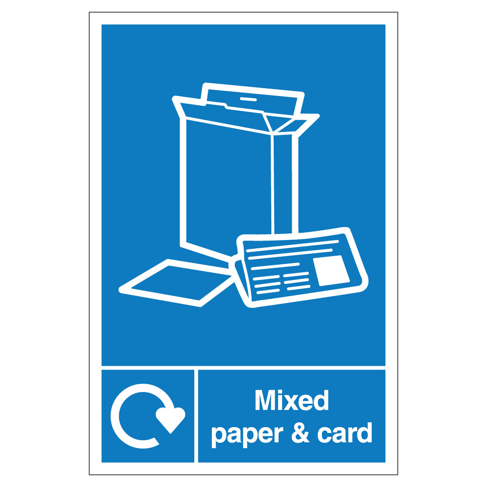 WRAP Mixed Paper And Card Recycling Safety Sign Schools