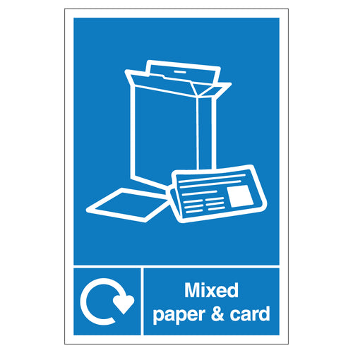 WRAP Mixed Paper And Card Recycling Safety Sign Schools