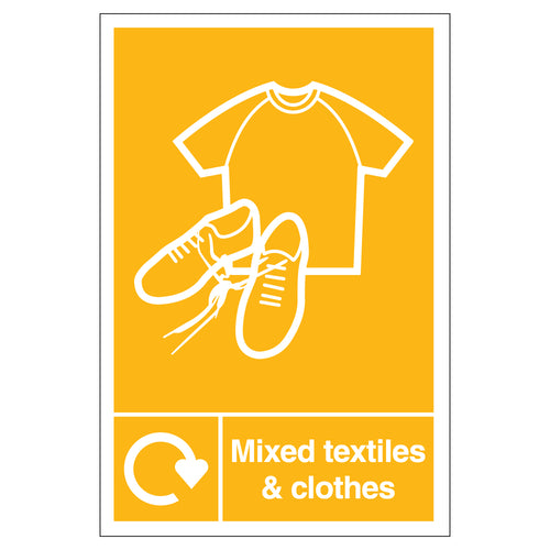 WRAP Mixed Textiles Recycling Safety Sign Compliant Schools