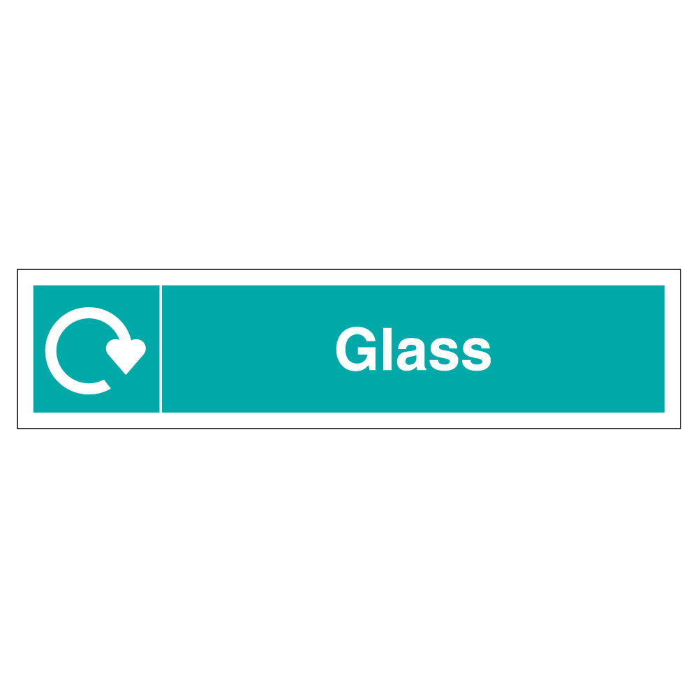 WRAP Glass Recycling Safety Sign Slim Landscape For Schools