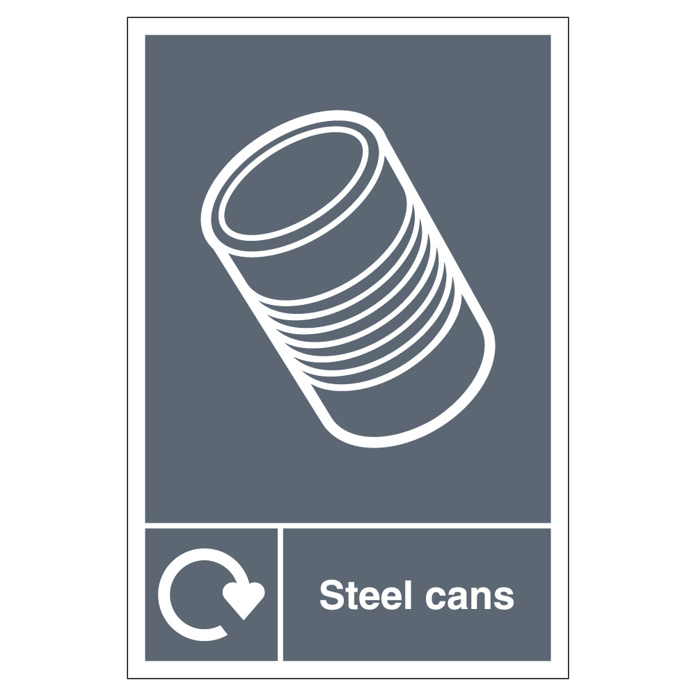 WRAP Steel Cans Recycling Safety Sign For Schools Business