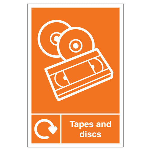 WRAP Tapes Discs Recycling Safety Sign DEFRA 2025 Schools