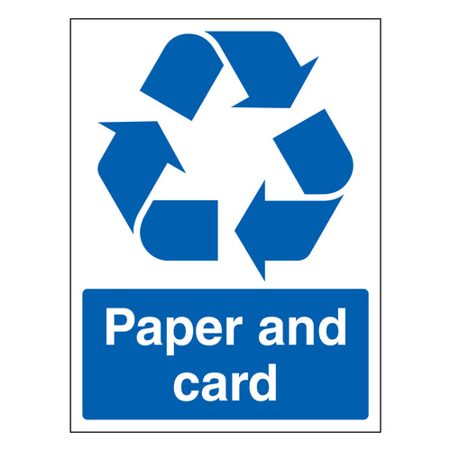 Paper And Card Recycling Safety Sign Durable For Offices