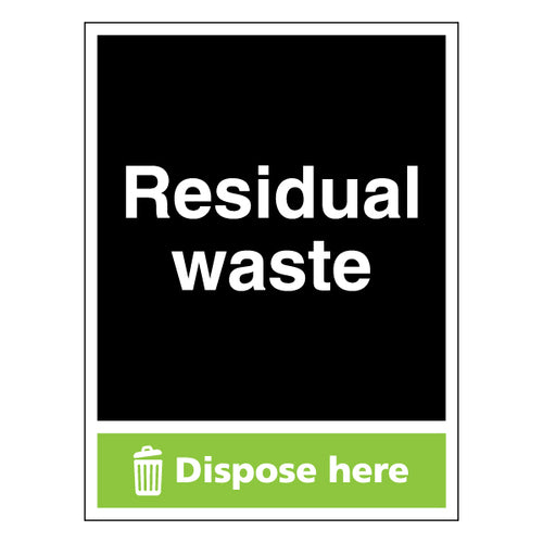 Residual Waste Safety Sign Durable Compliant For Businesses