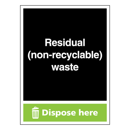 Residual Non Recyclable Waste Safety Sign Clear For Office