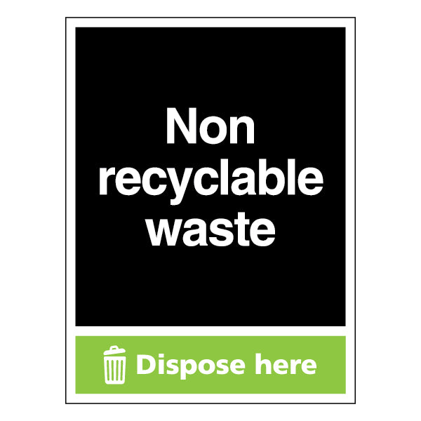 Non Recyclable Waste Safety Sign Durable For Businesses