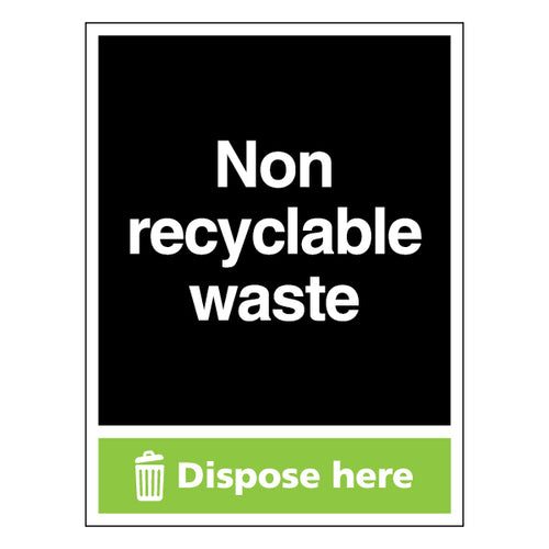 Non Recyclable Waste Safety Sign Durable For Businesses