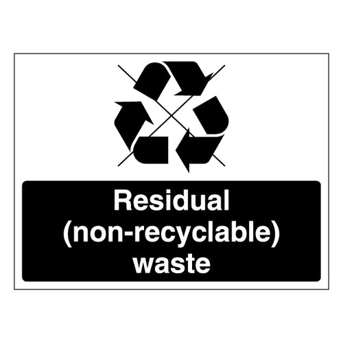 Residual Non Recyclable Waste Safety Sign Durable For Homes